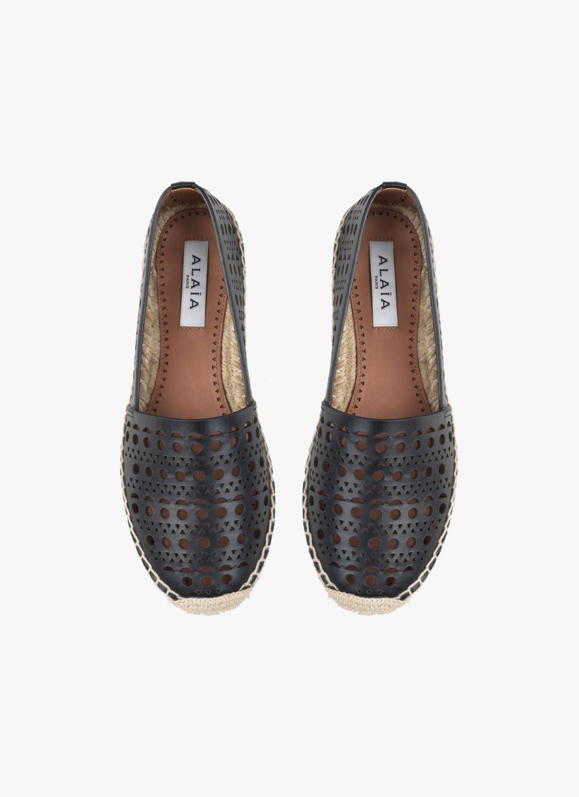 Espadrilles plates en cuir - Noir