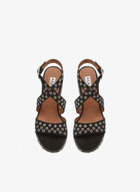 Espadrilles compensées hautes en cuir - Noir