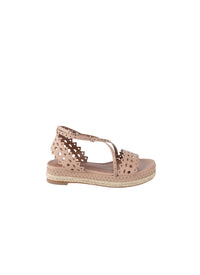 Flat openwork espadrilles in leather - Nude