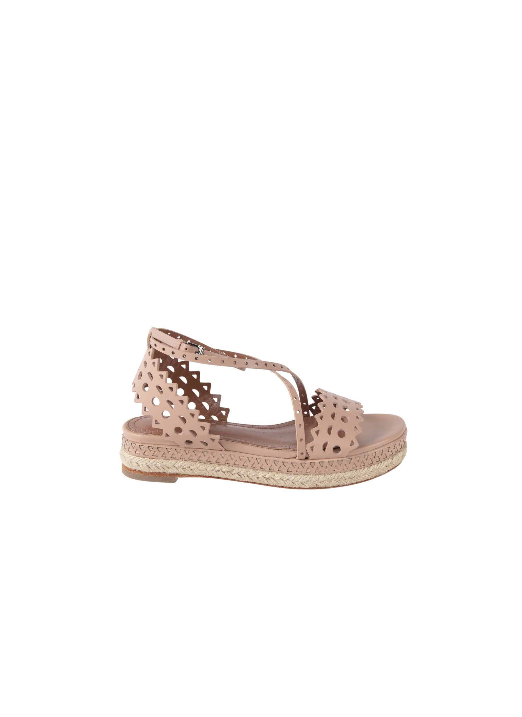 Flat openwork espadrilles in leather - Nude