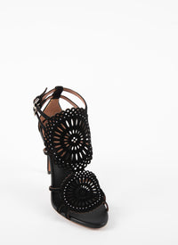 Sandales 110 bride cercle perforé en cuir - Noir