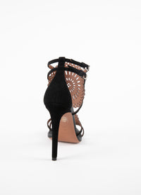 Sandales 110 bride cercle perforé en cuir - Noir