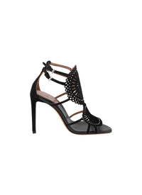 Sandales 110 bride cercle perforé en cuir - Noir