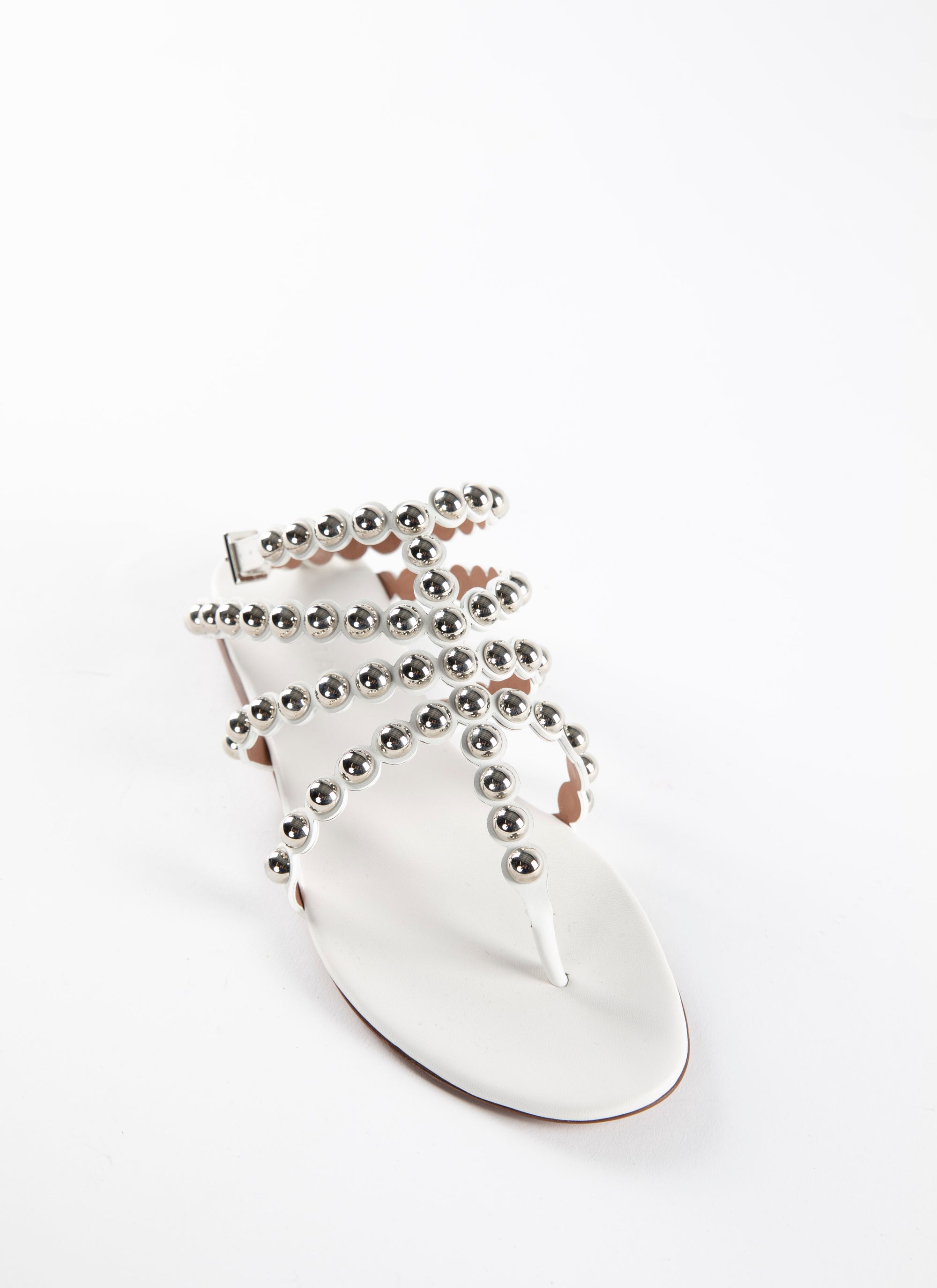 Flat sandals with studded straps in leather - Off White