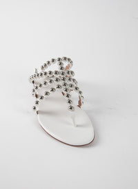 Flat sandals with studded straps in leather - Off White