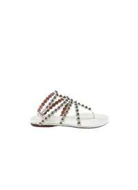 Flat sandals with studded straps in leather - Off White