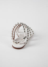 Flat sandals with studded straps in leather - Off White