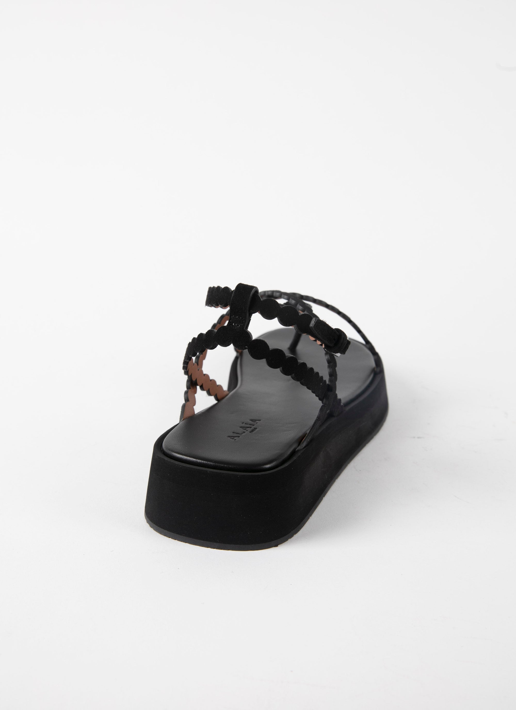 Sandales plateforme à fines brides en cuir - Noir