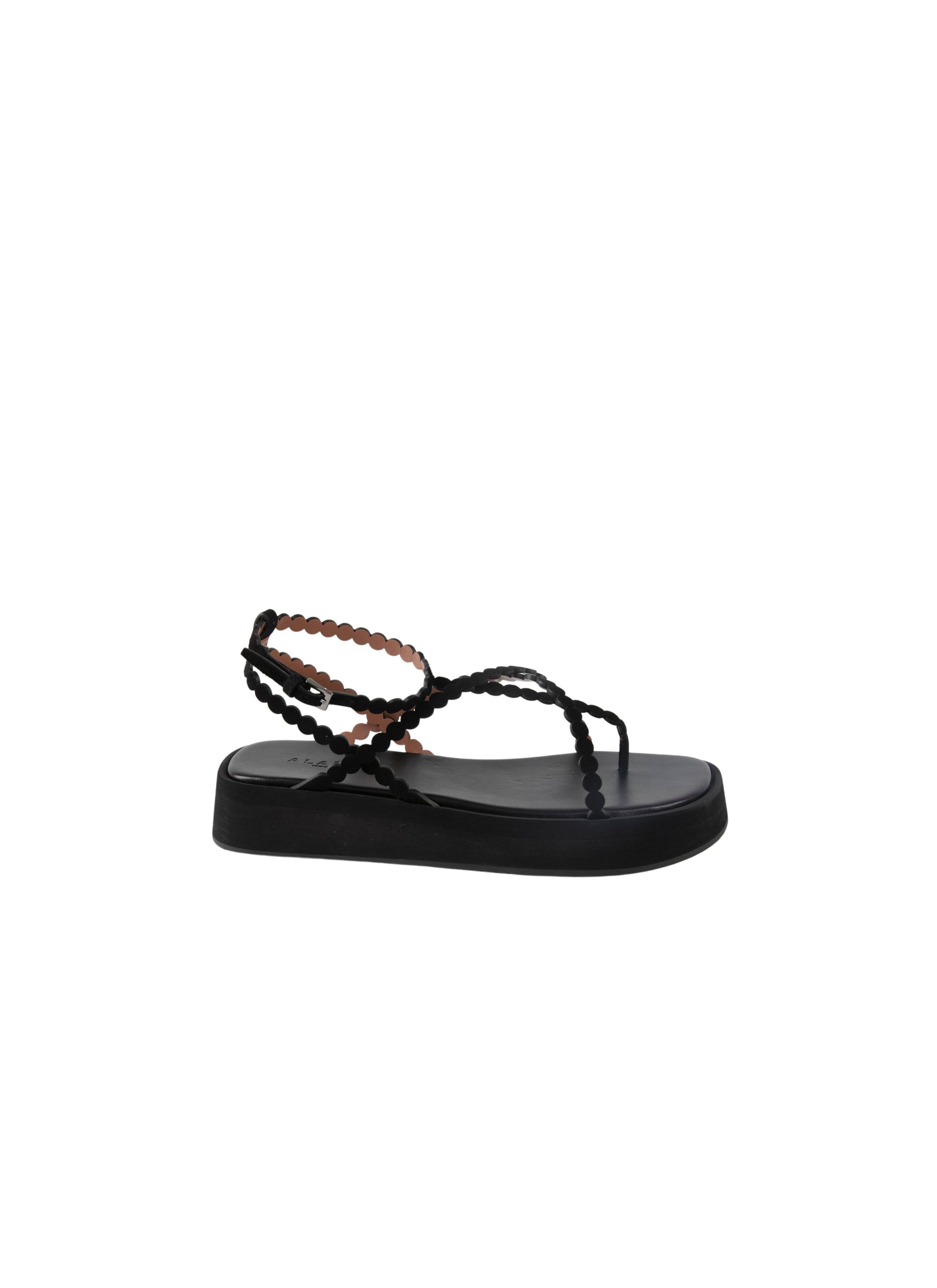 Sandales plateforme à fines brides en cuir - Noir