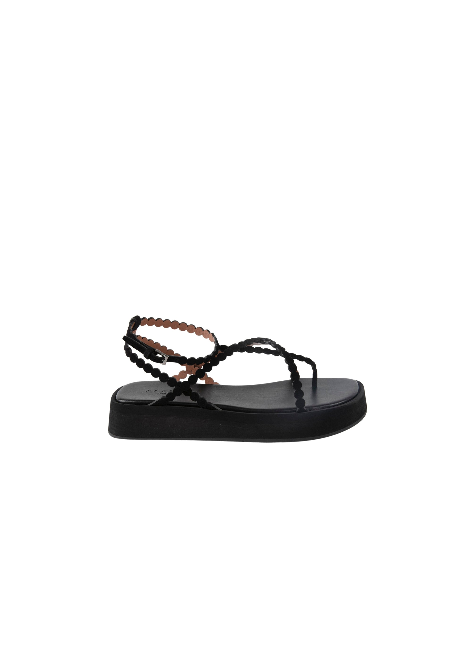 Sandales plateforme à fines brides en cuir - Noir