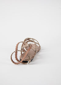 Sandales plates en cuir - Or Rose Brosse