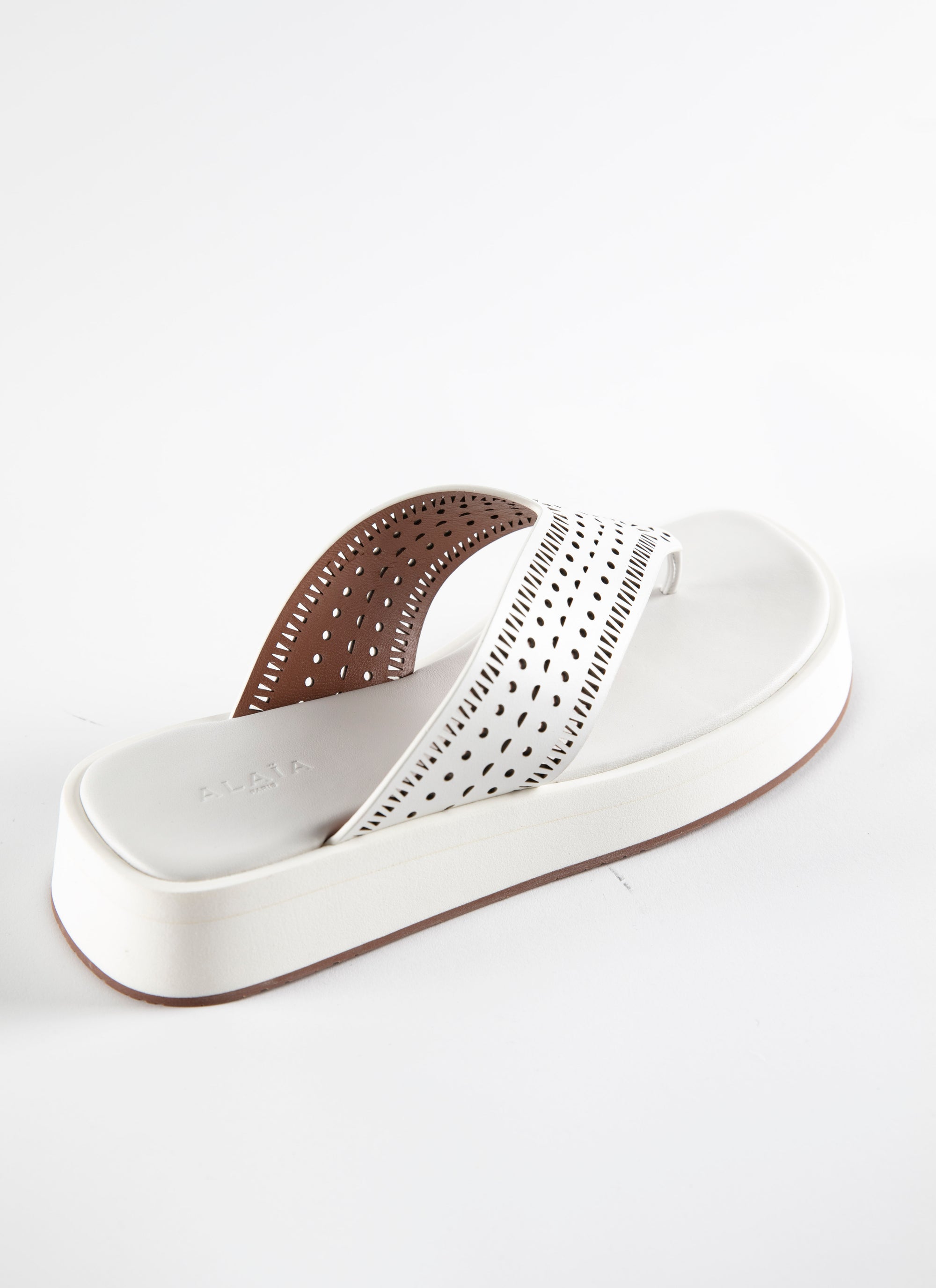 Sandales à plateforme en cuir - Blanc Cassé