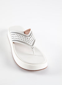 Sandales à plateforme en cuir - Blanc Cassé