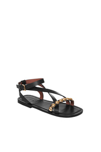 Multi-strap Bombe flat sandals in leather - Black intense