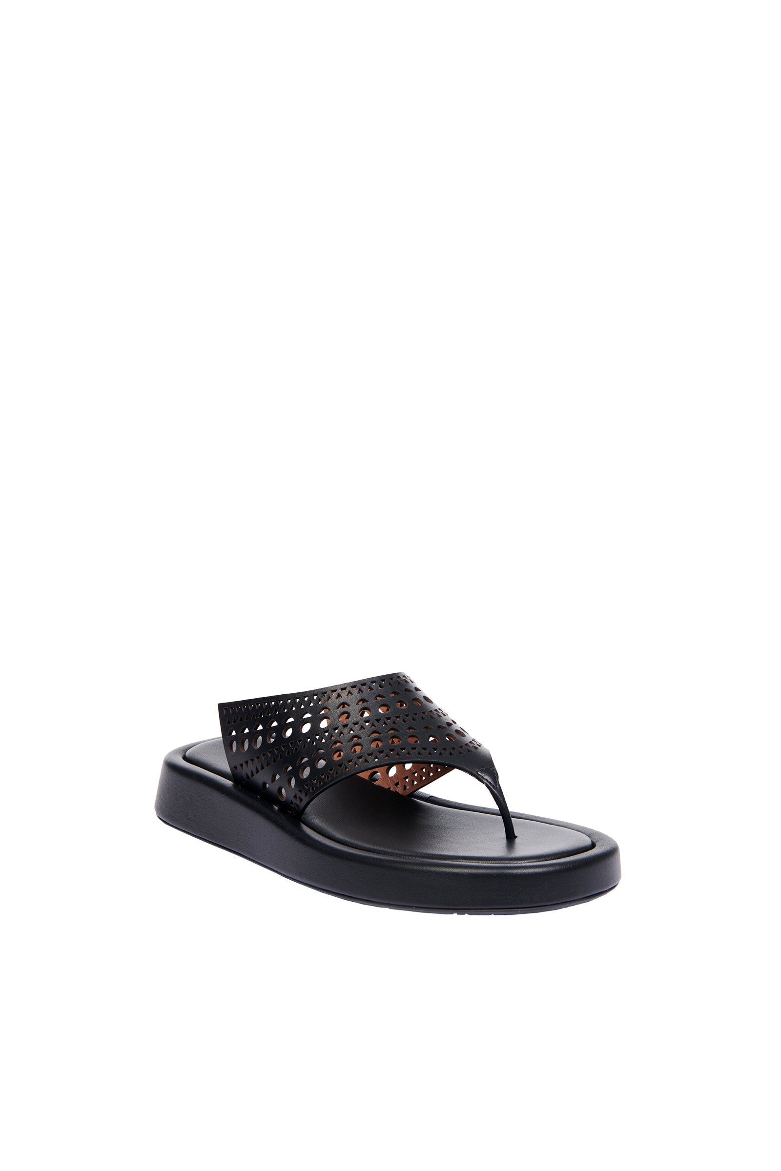 Sandales perforées à plateforme en cuir - Noir