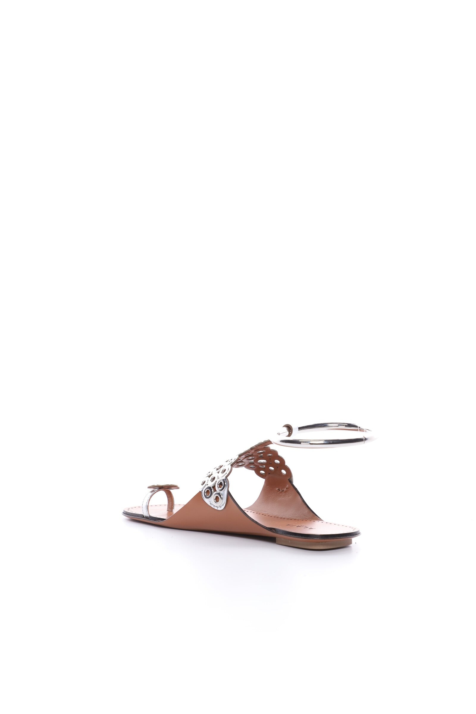 Eyelet sandals in leather - Silver