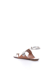 Sandales œillets en cuir - Argent