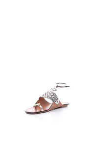 Sandales œillets en cuir - Argent