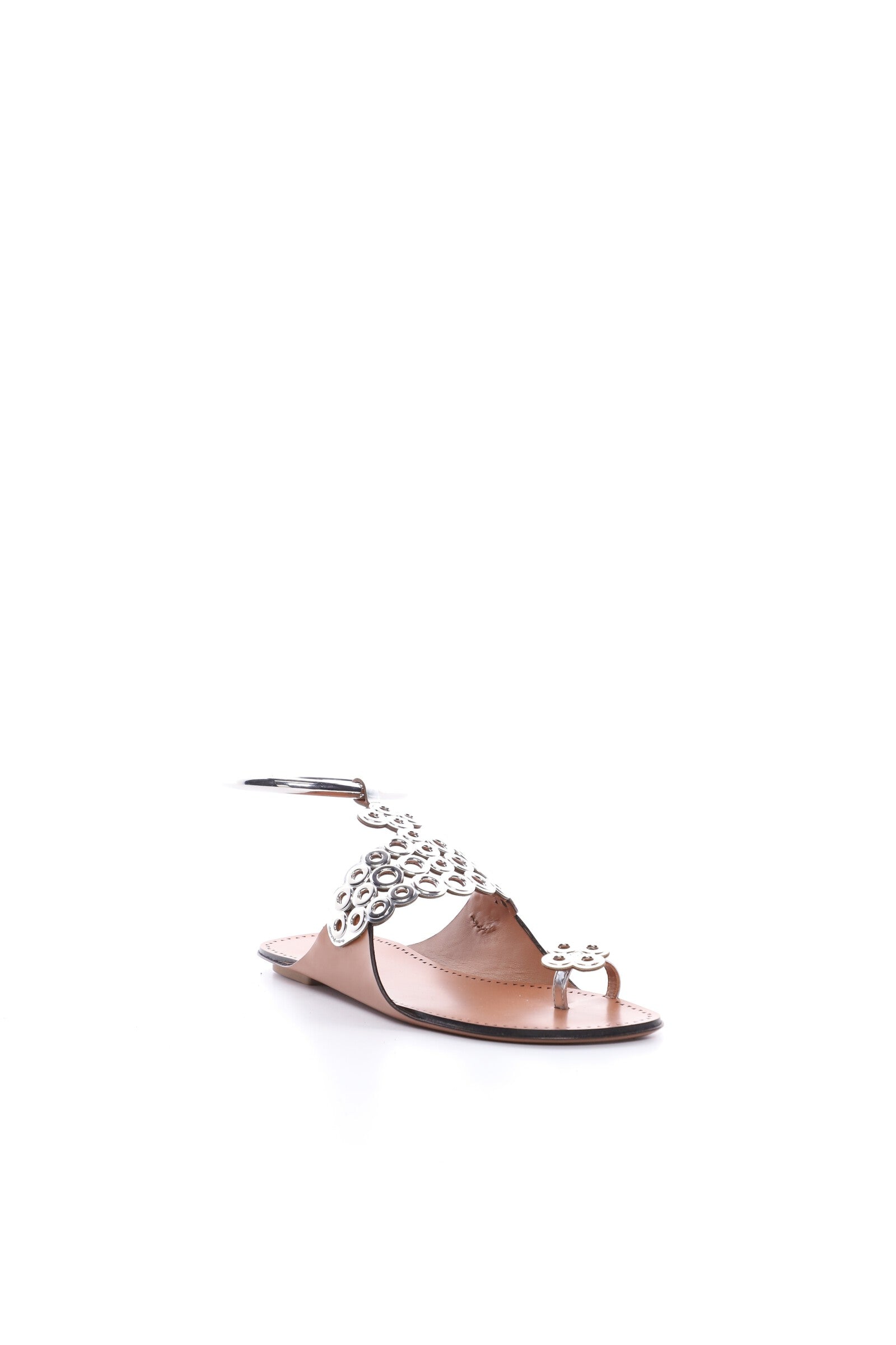 Sandales œillets en cuir - Argent