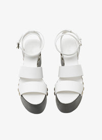 Sandales compensées à talons cloutés 90 en cuir - Blanc Cassé