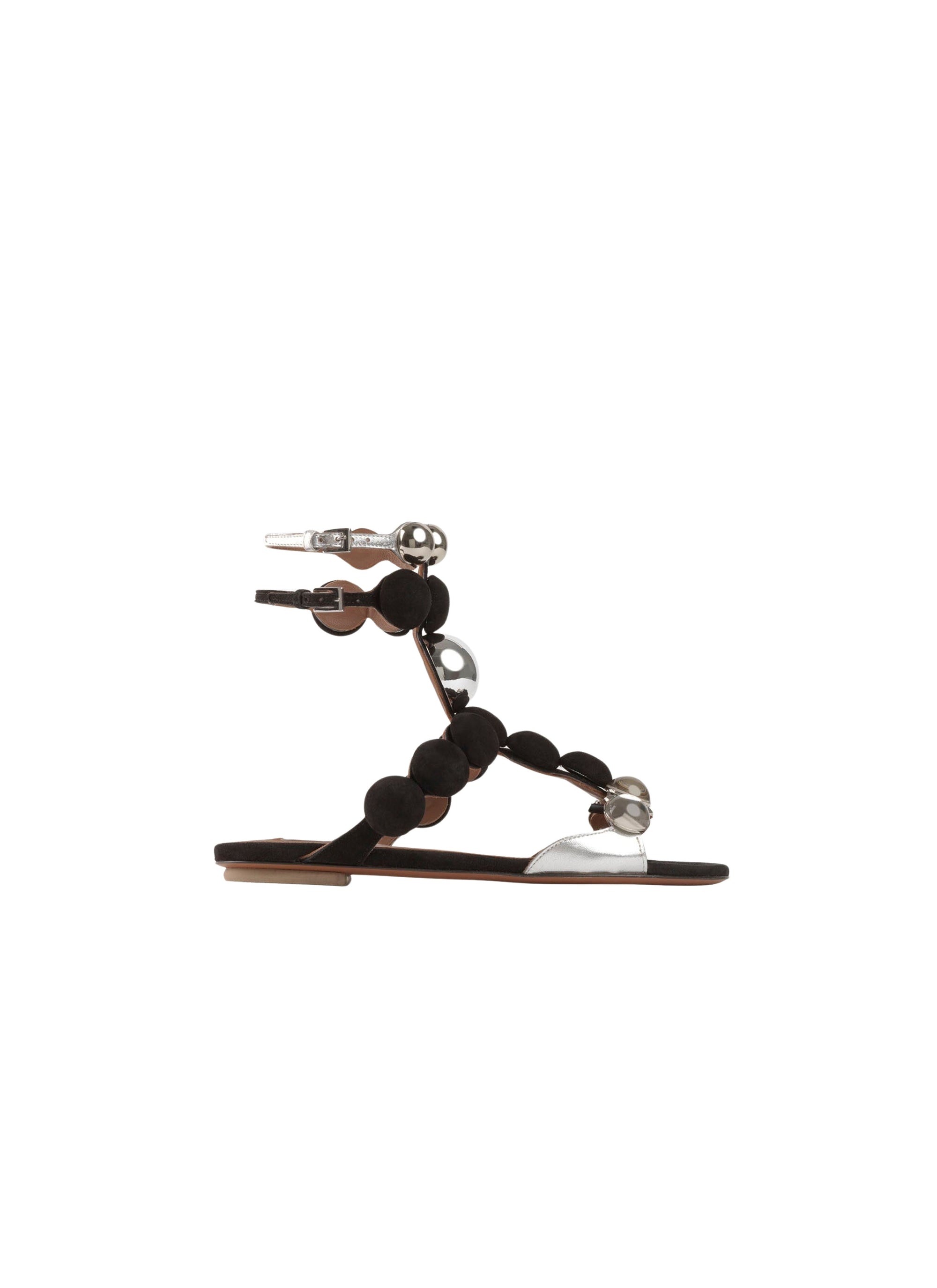 Sandales plates Bombe en cuir - Noir