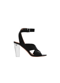 Sandales à talons carrés 90 en cuir verni - Noir