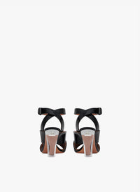 Sandales à talons carrés 90 en cuir verni - Noir