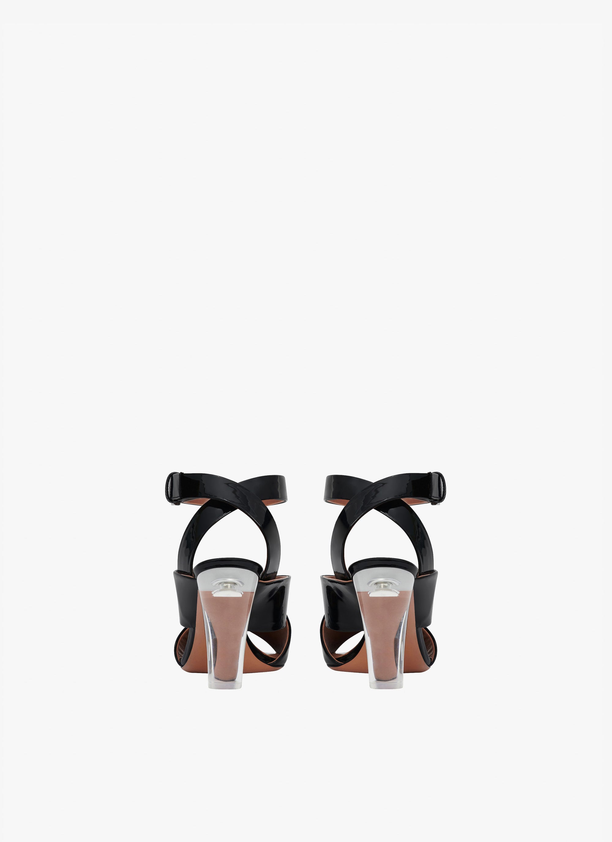 Sandales à talons carrés 90 en cuir verni - Noir