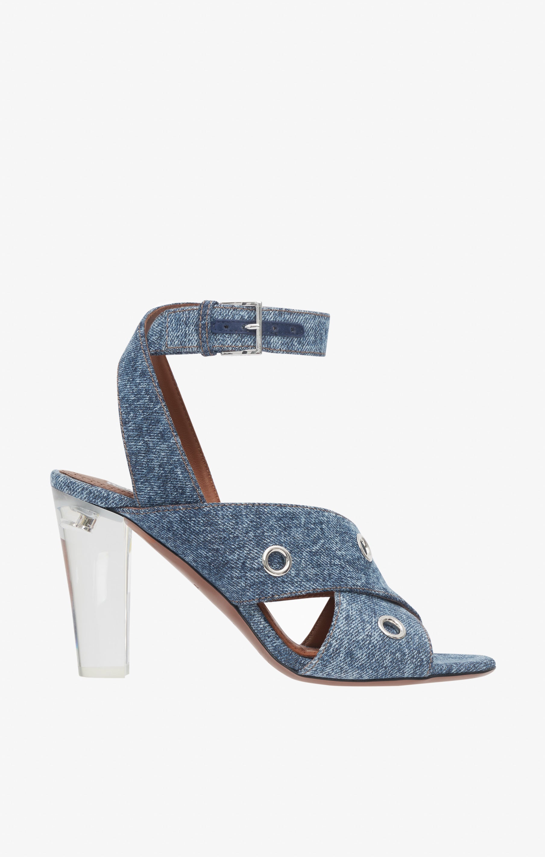 90 Square Heel Sandals in Denim - Jeans Blue