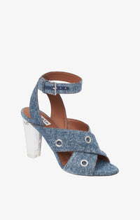 90 Square Heel Sandals in Denim - Jeans Blue