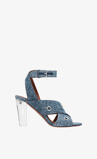 90 Square Heel Sandals in Denim - Jeans Blue