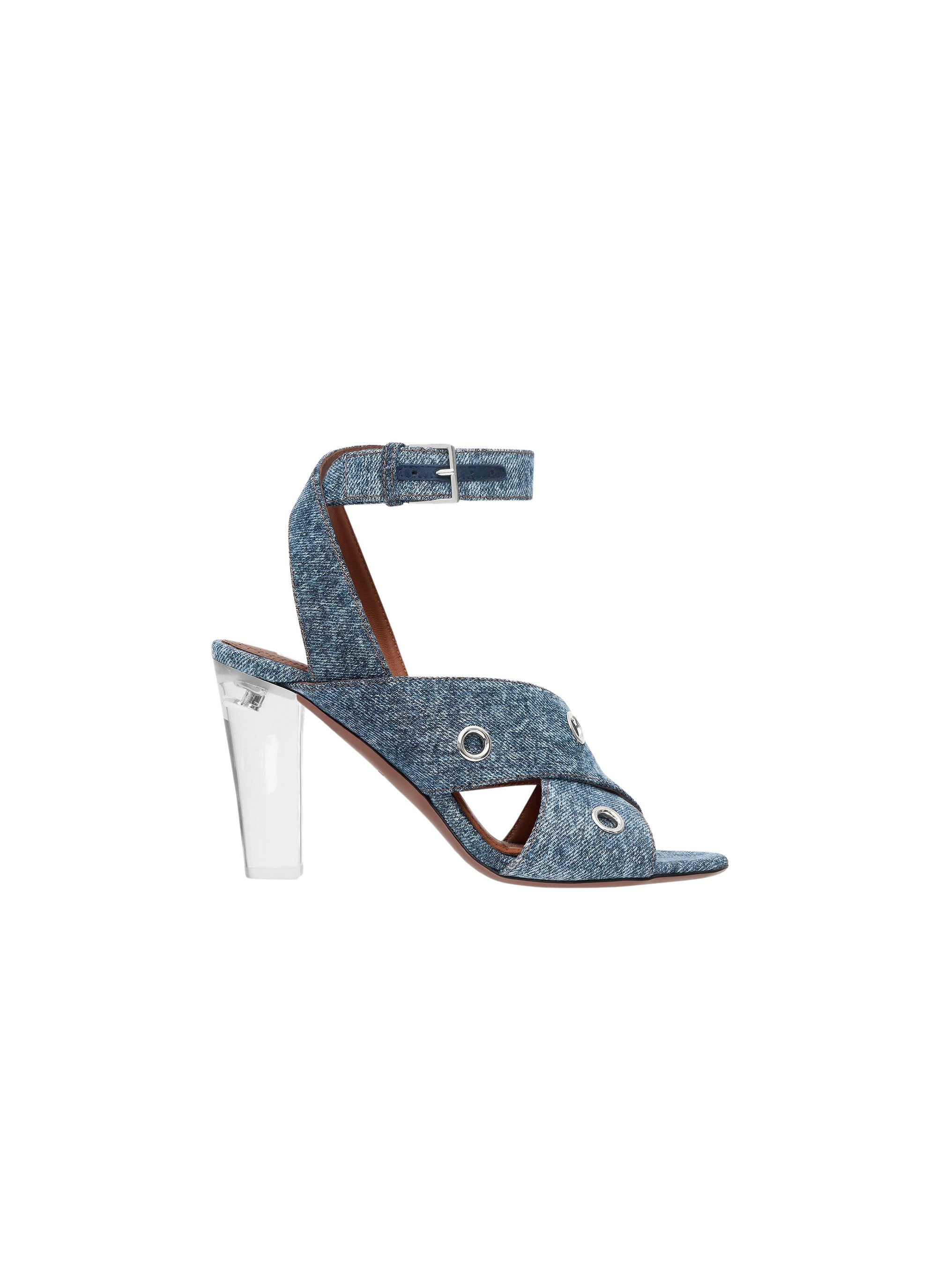 90 Square Heel Sandals in Denim - Jeans Blue