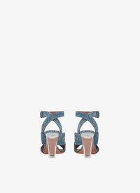 90 Square Heel Sandals in Denim - Jeans Blue