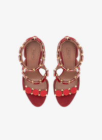 Sandales à talons Bombe en cuir miroir - Rouge Grenat