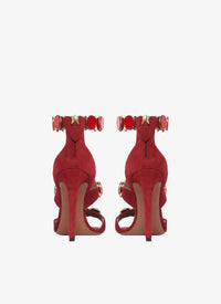 Sandales à talons Bombe en cuir miroir - Rouge Grenat