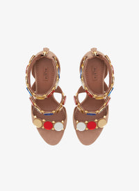 Sandales à talons Bombe en cuir miroir - Multicolore