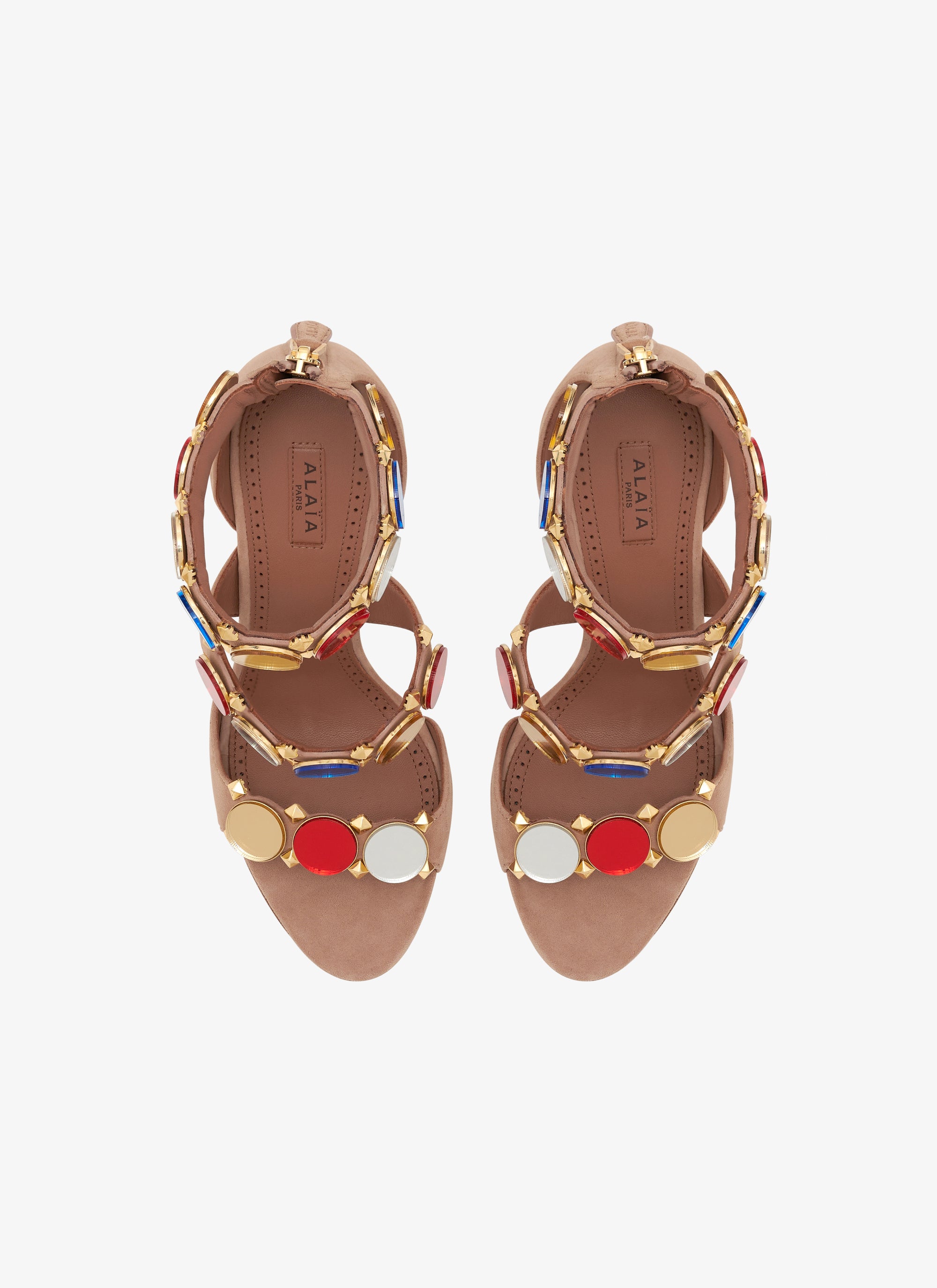 Sandales à talons Bombe en cuir miroir - Multicolore