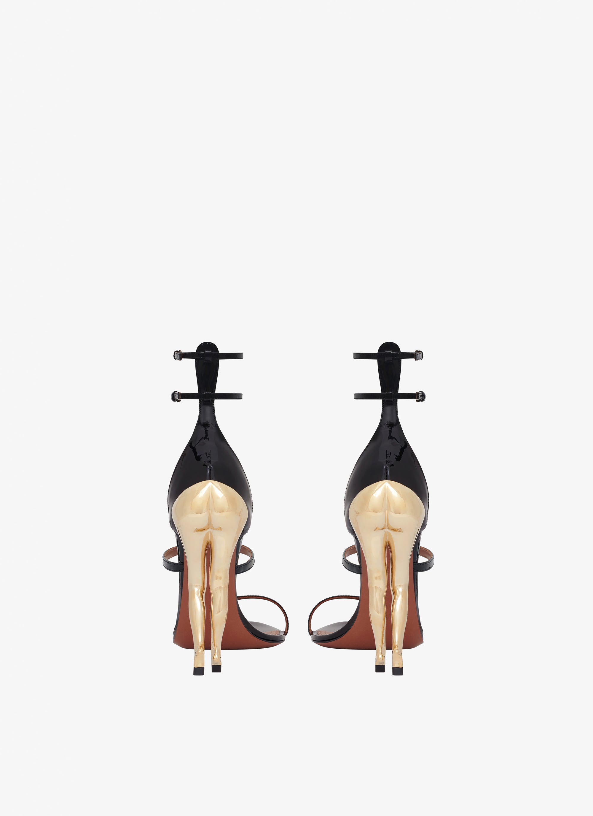 Cabaret sandals in patent leather - Gold & Black