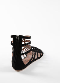 Multi-strap flat sandals in leather - Black intense