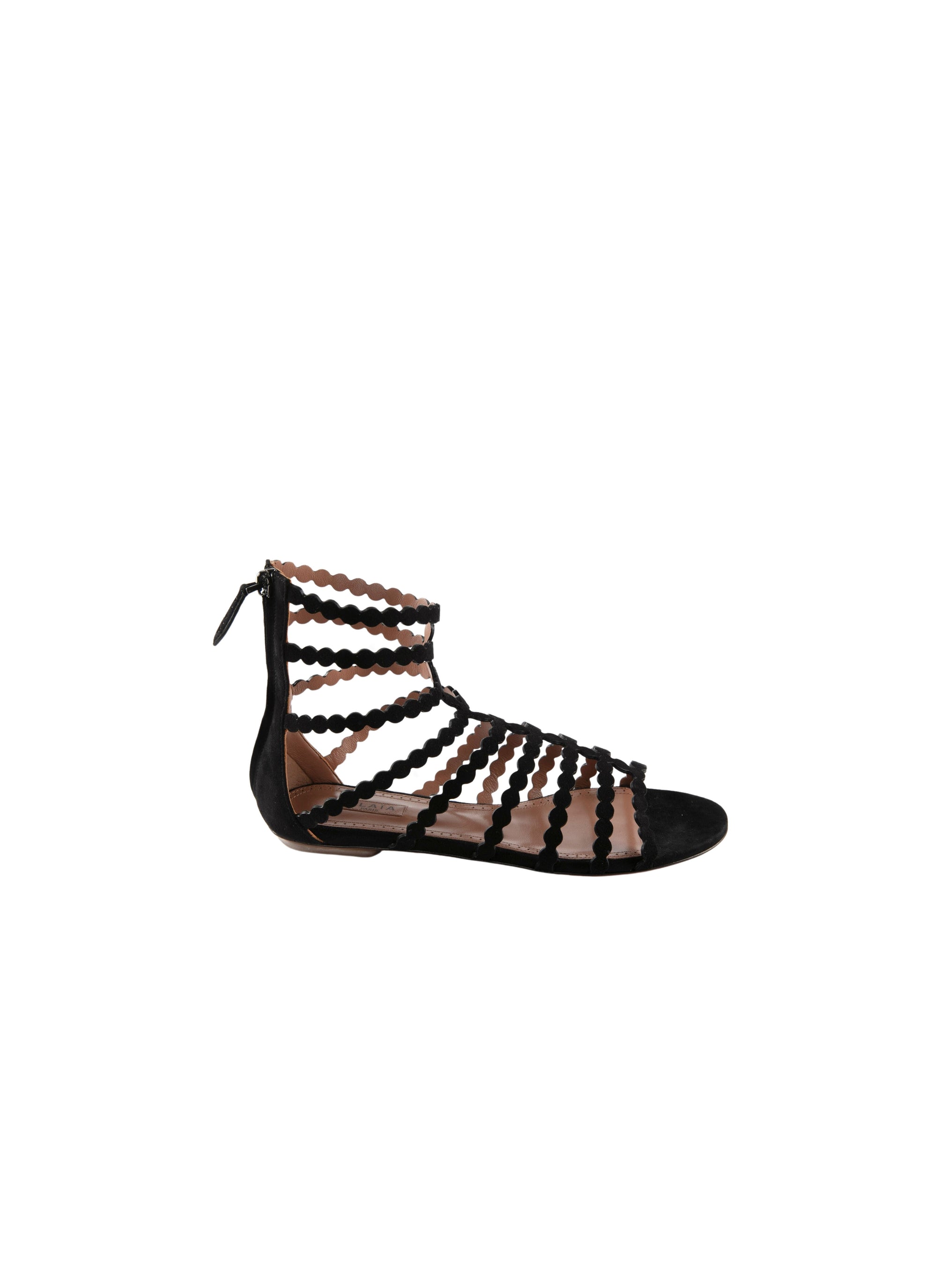 Multi-strap flat sandals in leather - Black intense