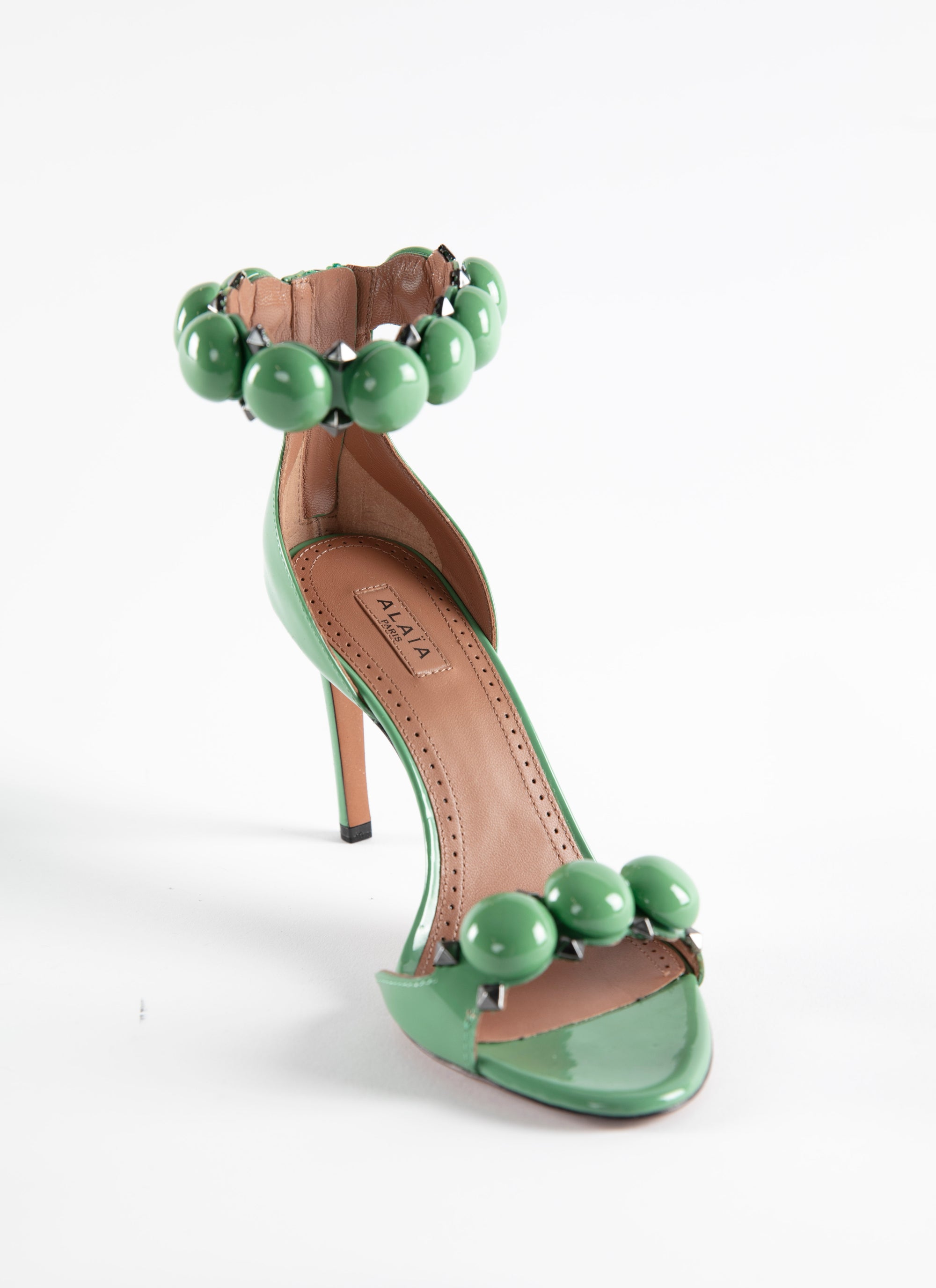 Sandales Bombe 90 en cuir - Vert Printemps