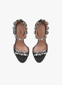 Leather Bombe Sandals - Black