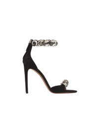 Leather Bombe Sandals - Black