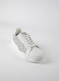 Baskets à découpes laser en cuir - Blanc Cassé