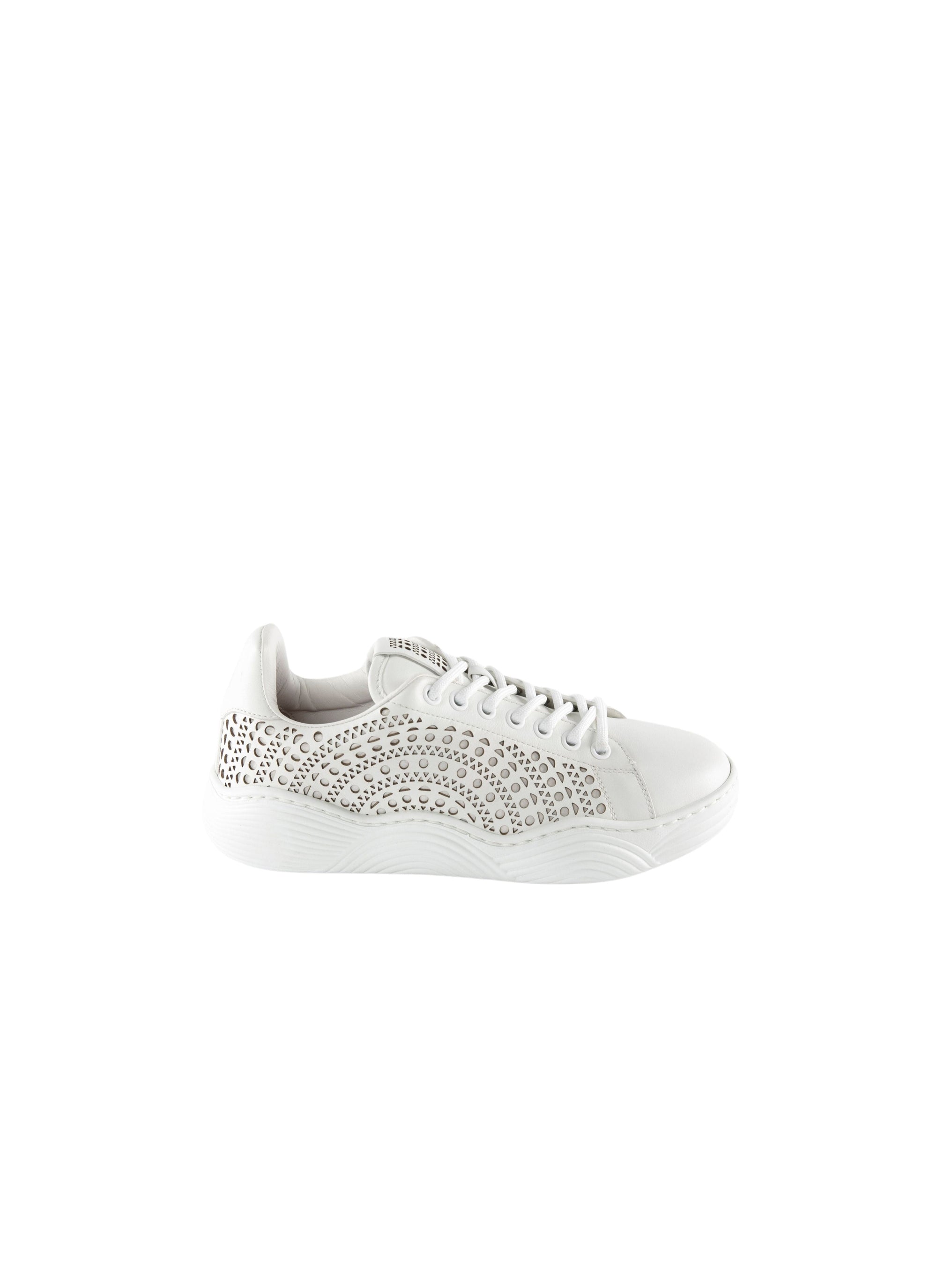 Baskets à découpes laser en cuir - Blanc Cassé