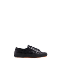 Baskets en cuir embossé croco - Noir