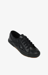 Baskets en cuir embossé croco - Noir