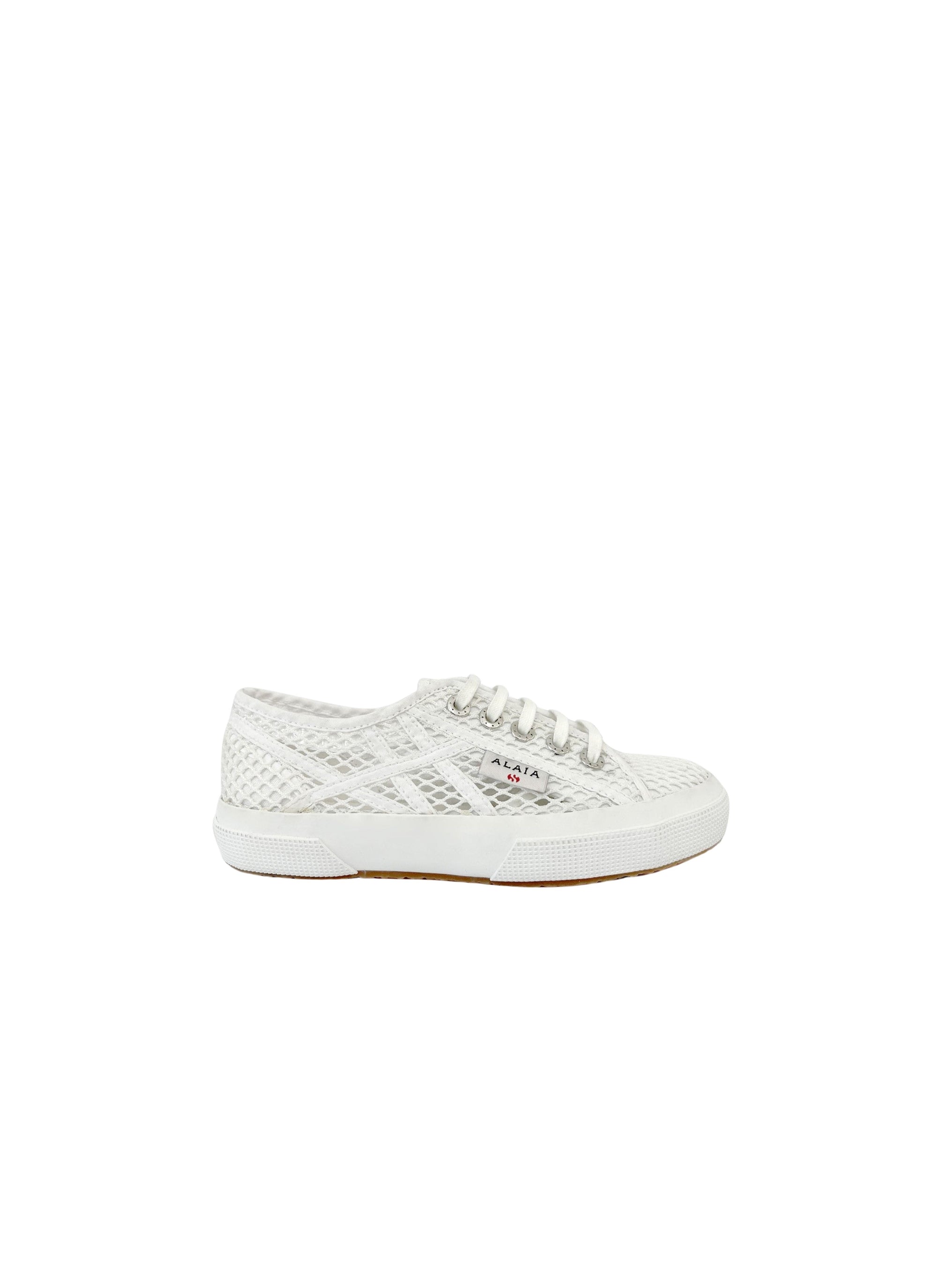Baskets en toile et résille - Blanc Cassé