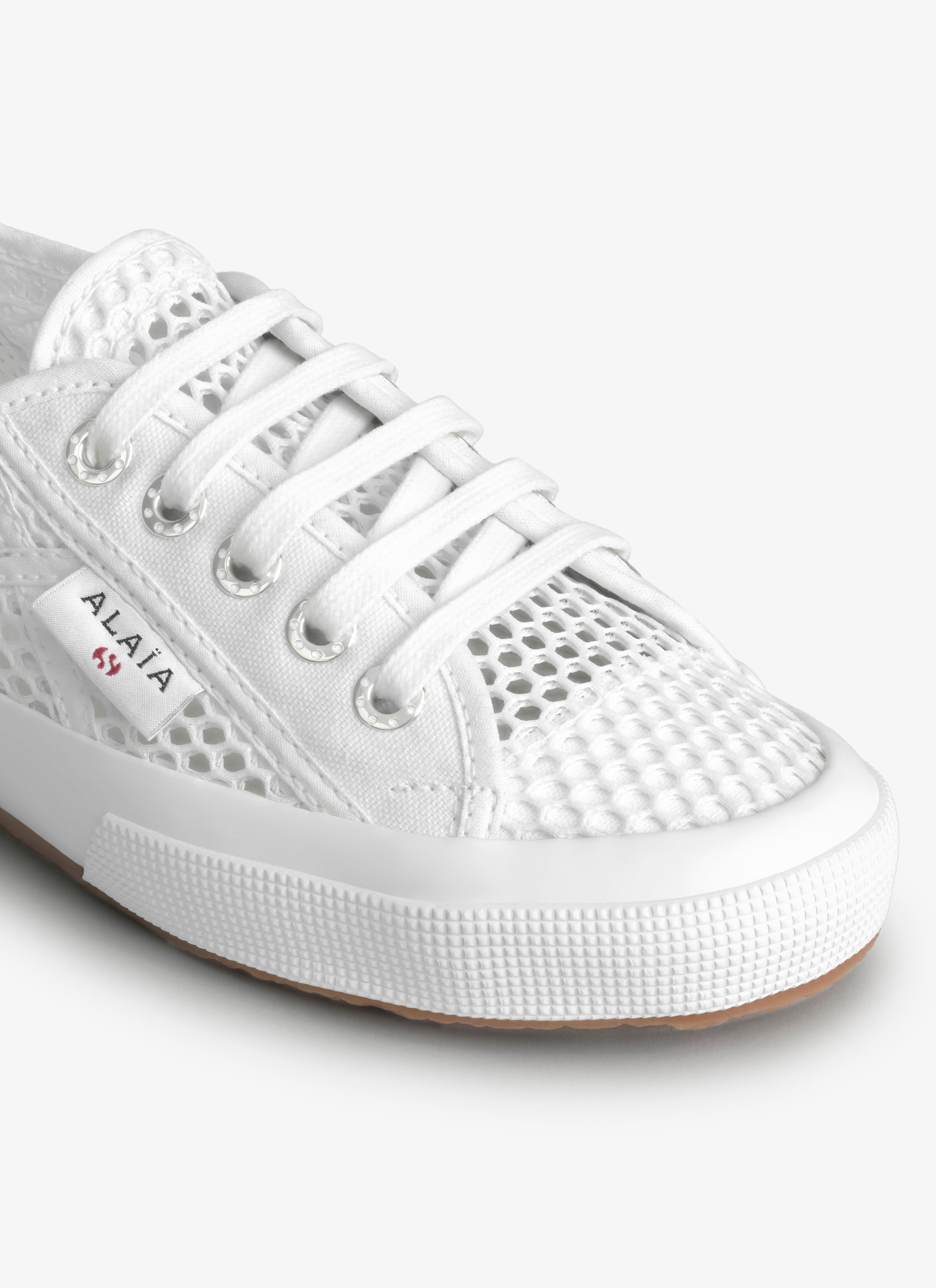 Baskets en toile et résille - Blanc Cassé