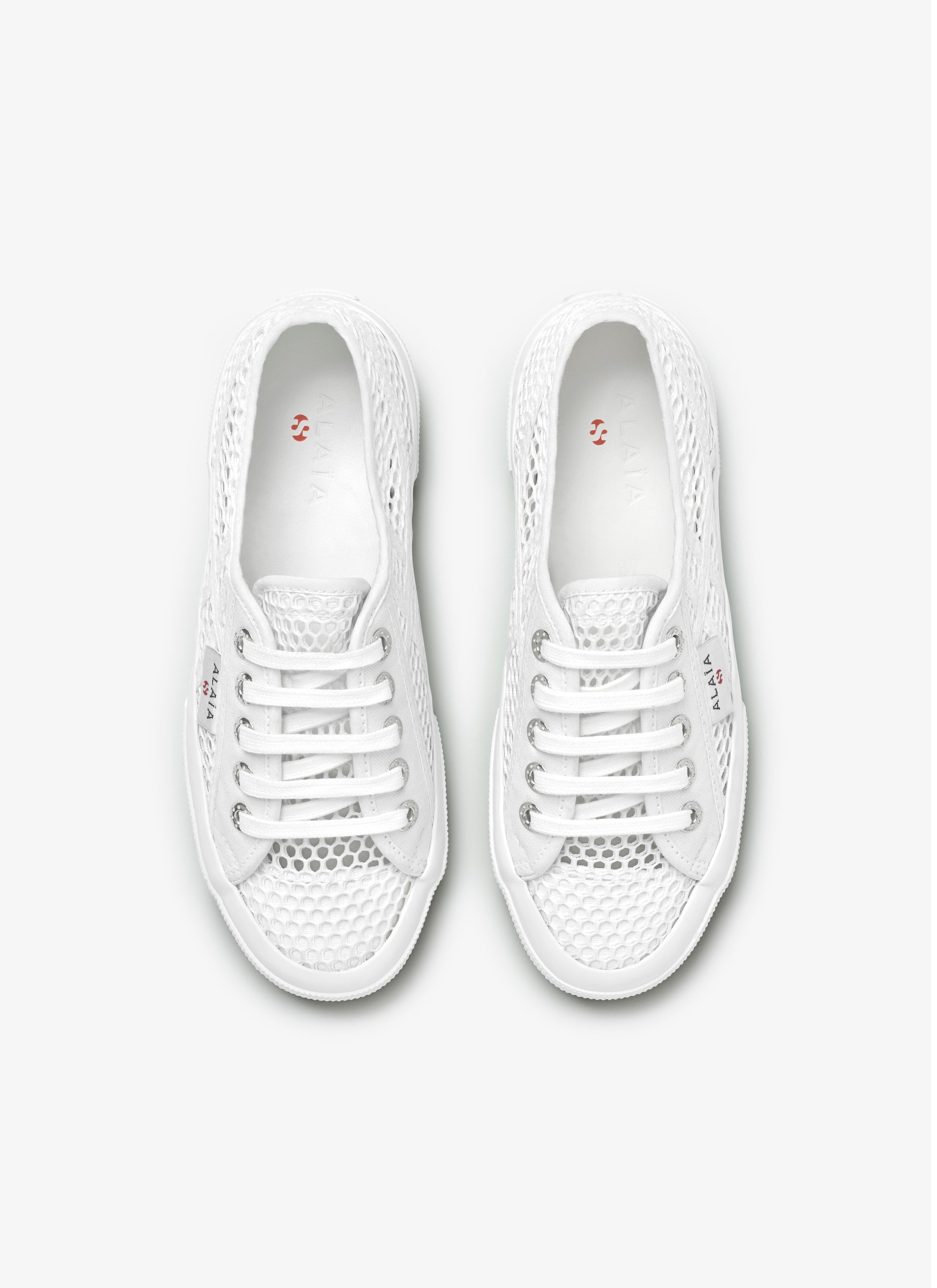 Baskets en toile et résille - Blanc Cassé